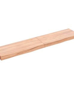 Zidna polica svjetlosmeđa 140x30x(2-6) cm obrađena hrastovina