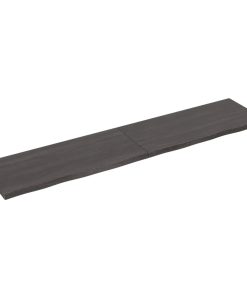 Zidna polica tamnosmeđa 220x50x(2-4) cm od obrađene hrastovine