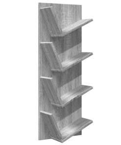 Zidne police za knjige s 4 razine siva boja hrasta 33x16x90 cm