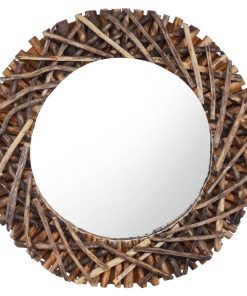 Zidno ogledalo od tikovine 60 cm okruglo