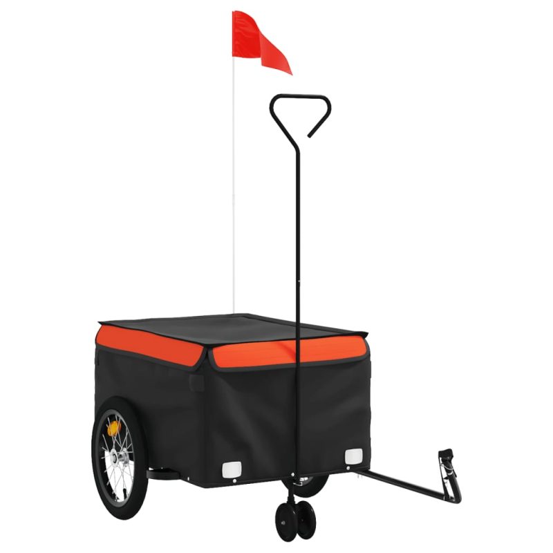Prikolica za bicikl crno-narančasta 45 kg željezna