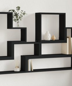 Zidna polica crna 96x12x64 cm konstruirano drvo