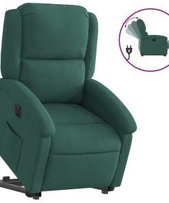 Električni naslonjač na podizanje tamnozeleni baršunasti