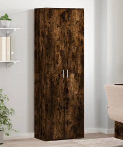 Visoka komoda dimljeni hrast 60x35x180 cm konstruirano drvo