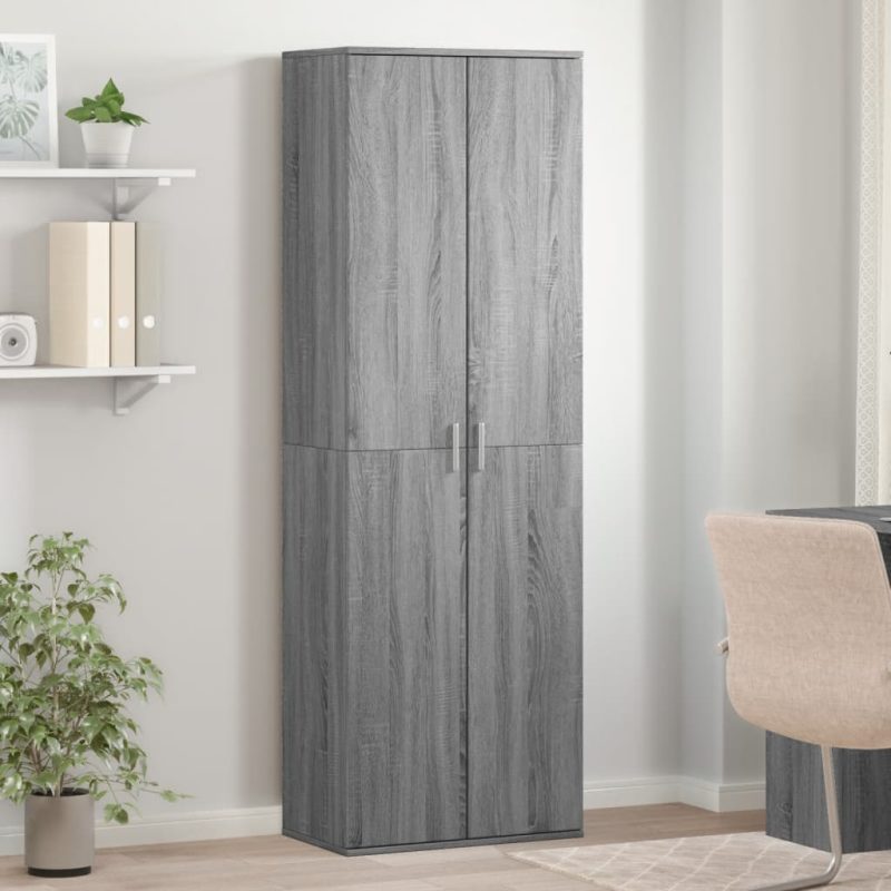 Visoka komoda siva boja hrasta 60x35x180 cm konstruirano drvo