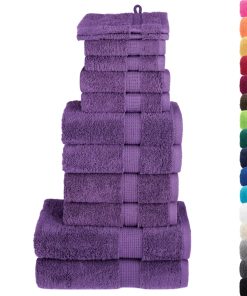 12-dijelni vrhunski set ručnika ljubičasti 600 gsm 100 % pamuk