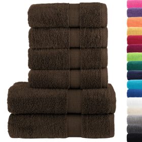 6-dijelni vrhunski set ručnika smeđi 600 gsm 100 % pamuk