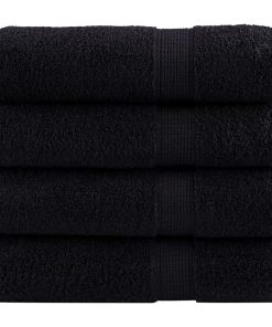 Ručnici za tuš 4 kom crni 70x140 cm 600 gsm 100 % pamuk