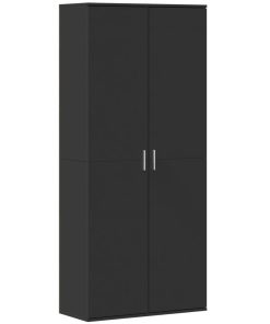 Visoka komoda crna 80x35x180 cm od konstruiranog drva