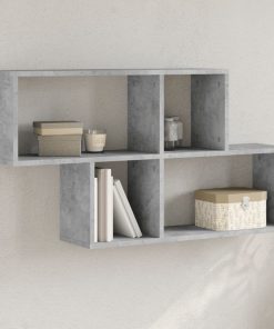 Zidna polica siva boja betona 100 x 20 x 53 cm drvena