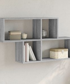 Zidna polica siva boja hrasta 100x20x53 cm konstruirano drvo