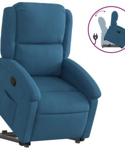 Naslonjač na podizanje plavi baršunasti