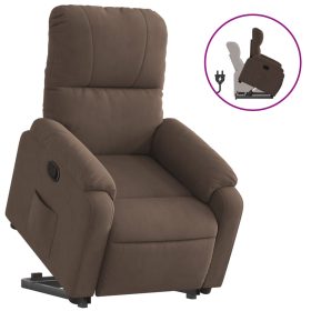 Naslonjač na podizanje smeđi od mikrovlakana