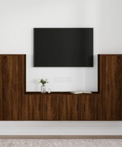 4-dijelni set TV ormarića boja smeđeg hrasta konstruirano drvo