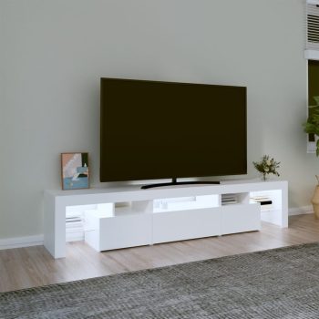 TV ormarić s LED svjetlima bijeli 200x36