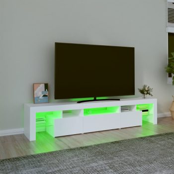 TV ormarić s LED svjetlima bijeli 200x36