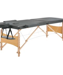 Masažni stol s 2 zone i drvenim okvirom antracit 186 x 68 cm
